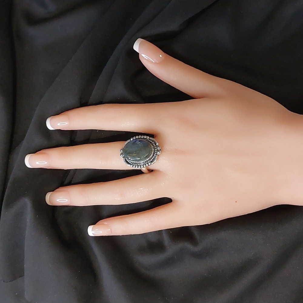 Laboradorite Stone 925 Silver Ring - 9 - Picture 4 of 6